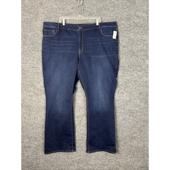 Old Navy Womens Mid Rise Kicker Boot Cut Jeans Plus Size 26 Blue Dark Wash New - Picture 1 of 10